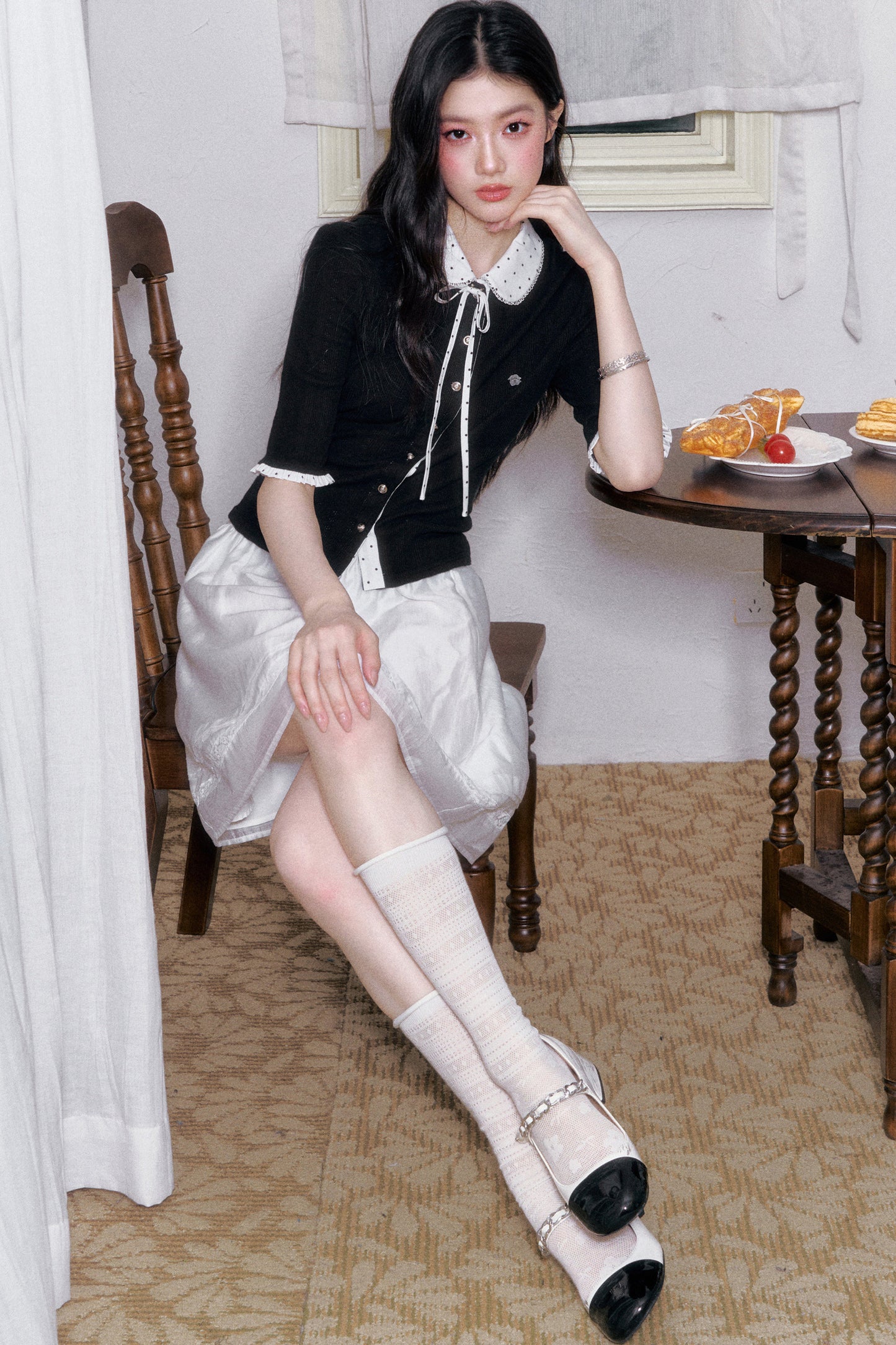 Brown Sugar Pearl Knitted Cardigan Set-Up