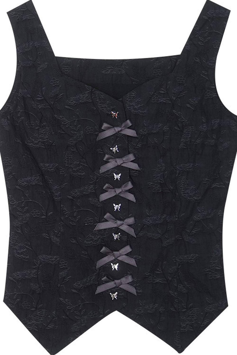 Butterfly Buckle Jacquard Cotton Vest