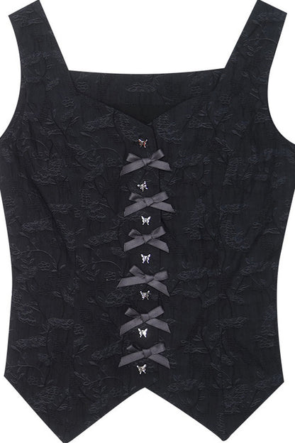 Butterfly Buckle Jacquard Cotton Vest