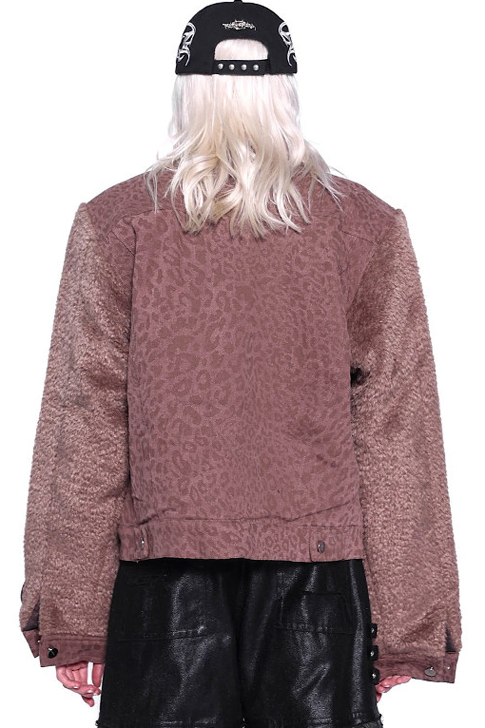 Leopard Print Fur Sleeve Jacket