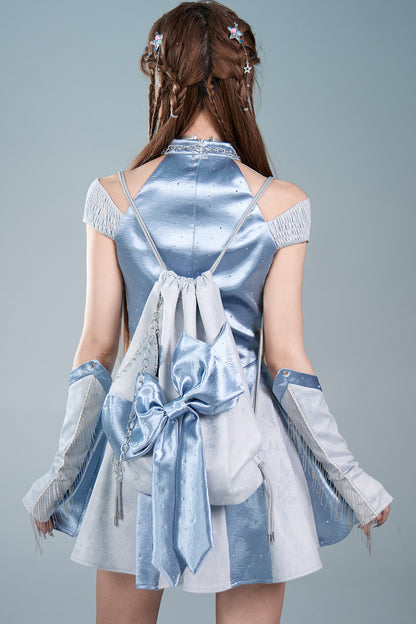 Y2K Futuristic Blue Large Bow Backpack Set-Up