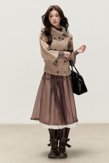 Ballet Brown Gauze Long Skirt