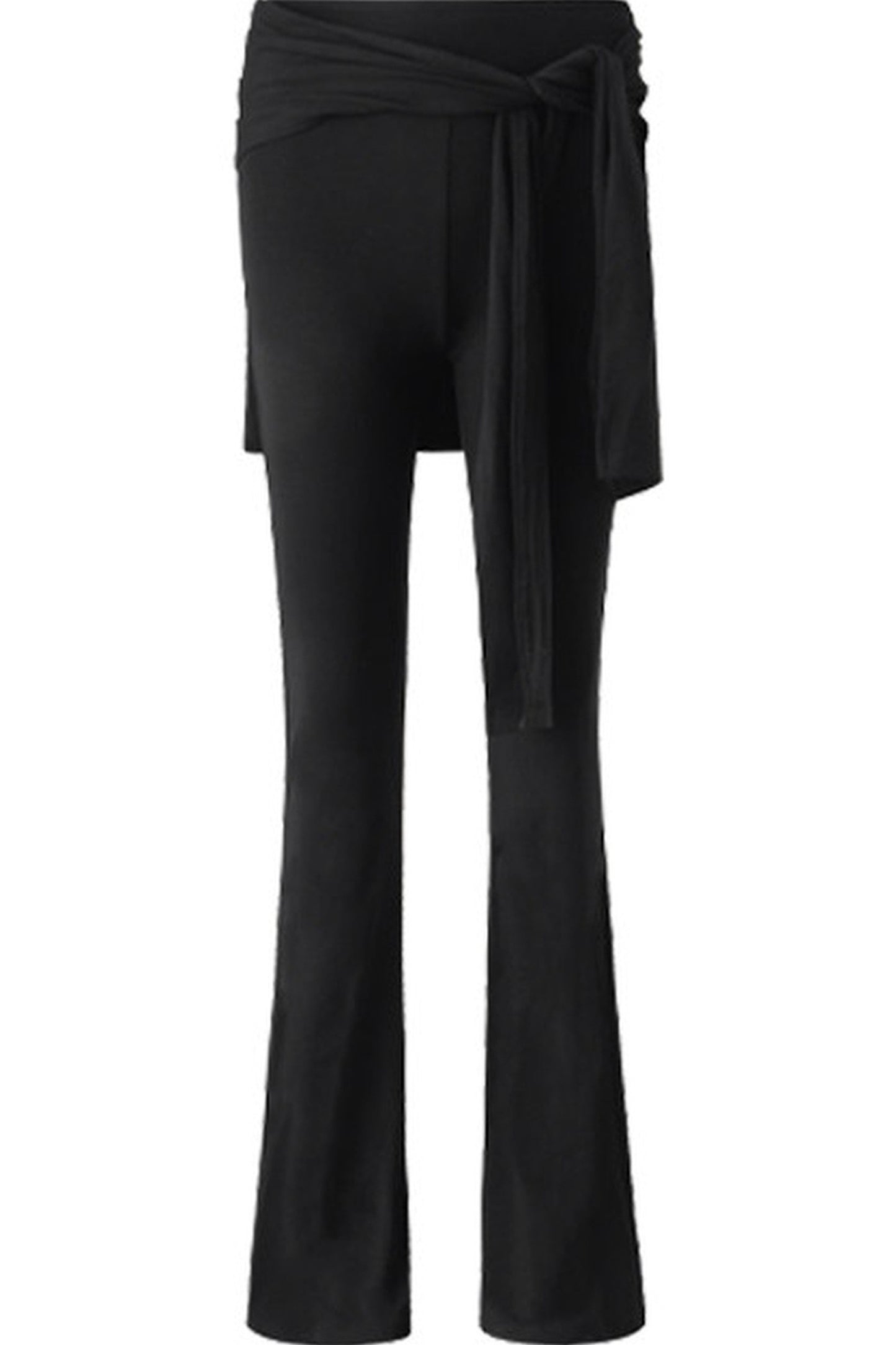 Black Mesh Halter Top And Flared Yoga Pants Set-Up
