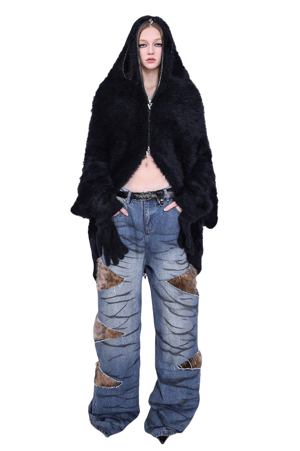 Reversible Mink Fur Hooded Gloves Jacket