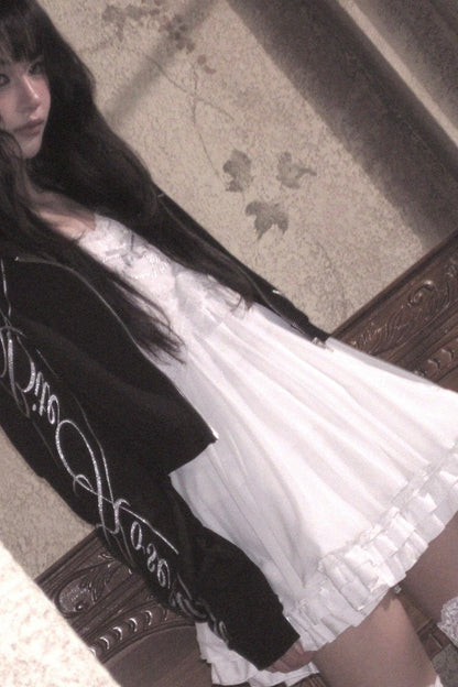 Loose Silver Glitter Print Jacket