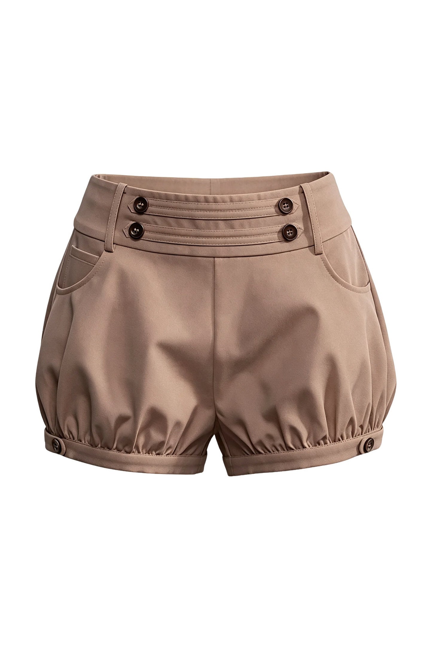 French Retro Buttoned Lantern Shorts