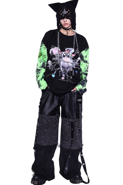 Cat Print Long-Sleeve T-Shirt