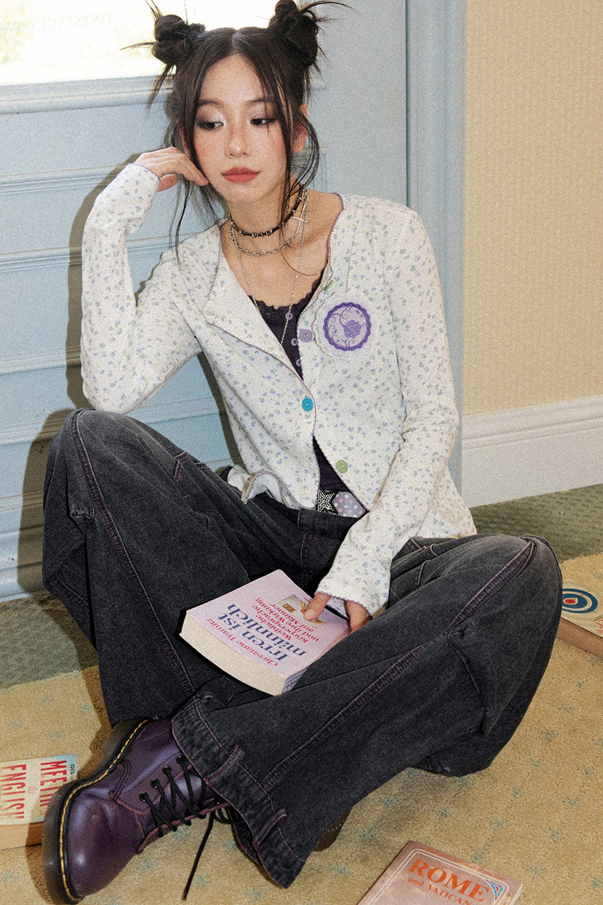 Floral Long Sleeve Knit Cardigan Top