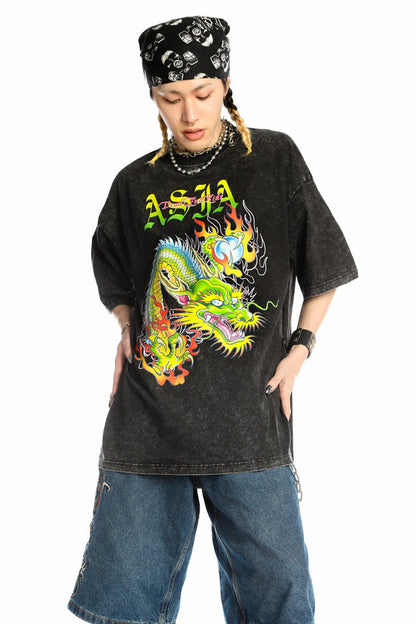 Dragon Print Loose Blouse