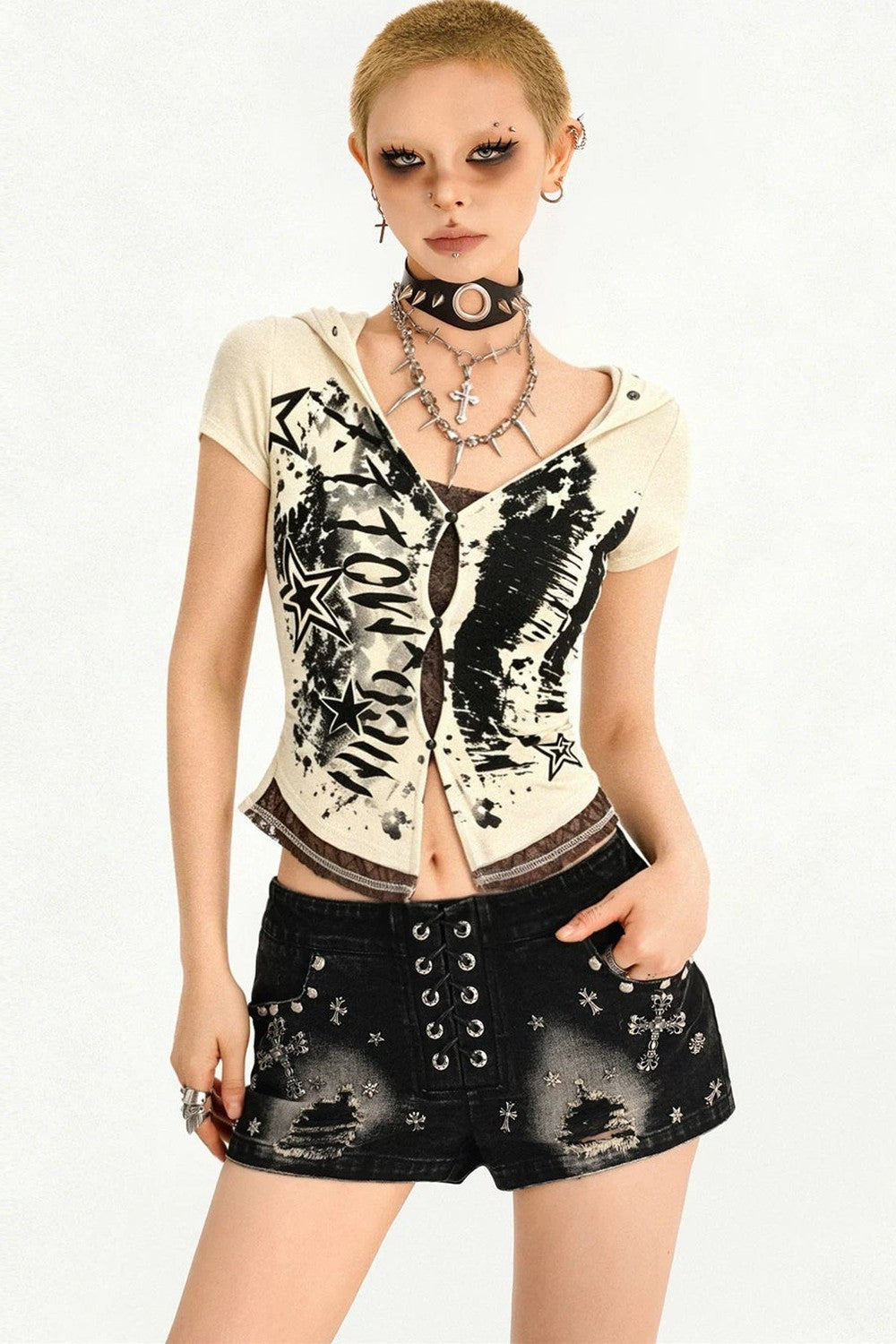 Street Punk Hooded Crop Top