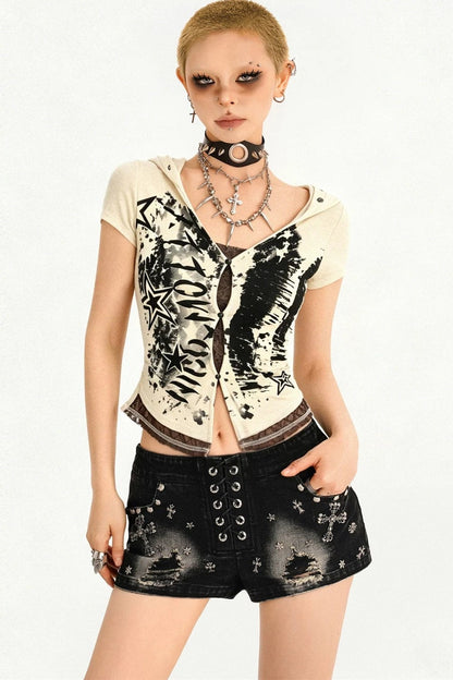 Street Punk Hooded Crop Top