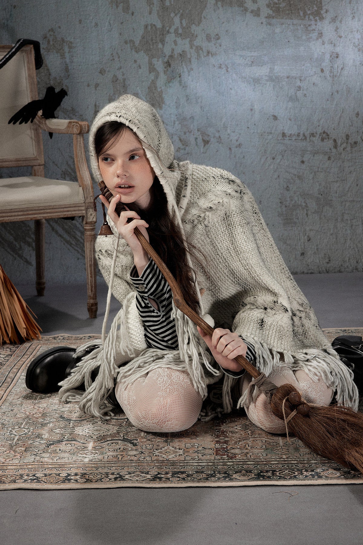 Knitted Hooded Cape