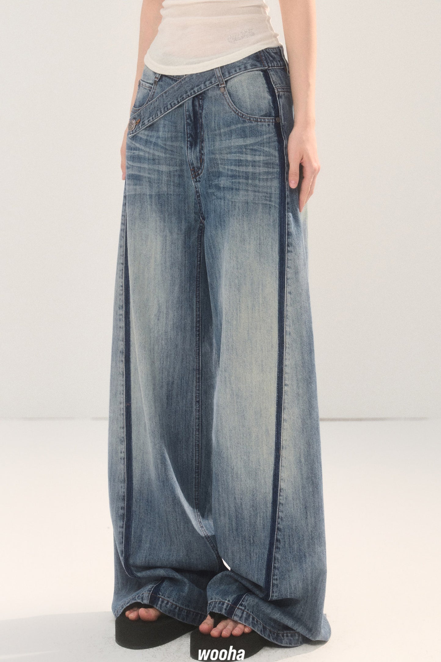 Vintage Washed Gradient Denim Jeans