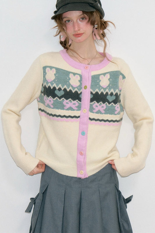 Fair Isle Bunny Knit Cardigan