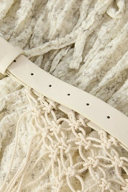 Beige One-Shoulder Lace Trailing Dress