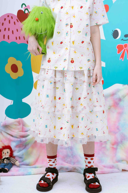 Printed Tiered Skirt