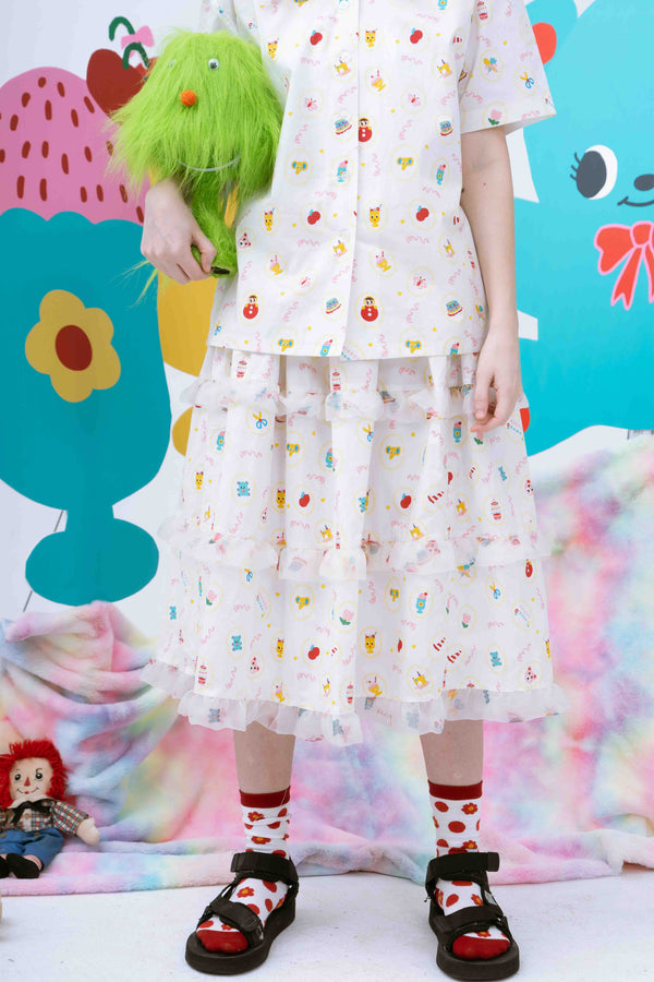Printed Tiered Skirt