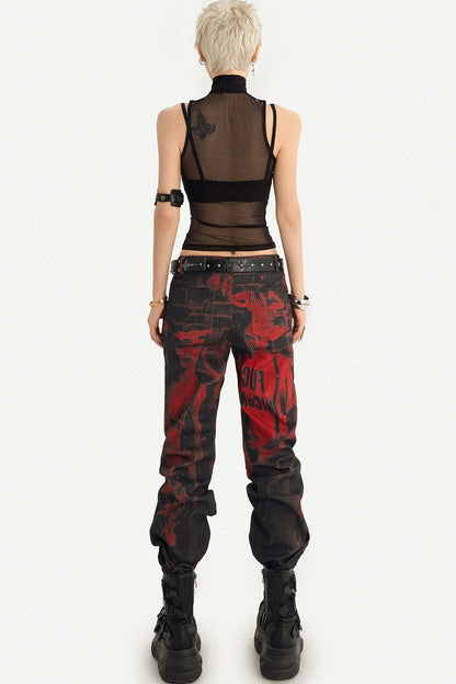 Snake Print Mesh Camisole Set