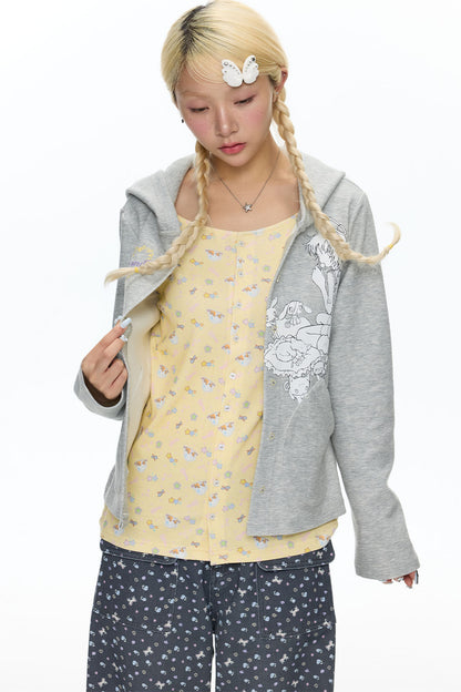 Frog Layered-Look Hooded Cardigan