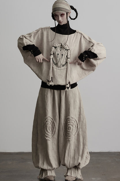Loose-Fit High-Neck Batwing Sweatshirt