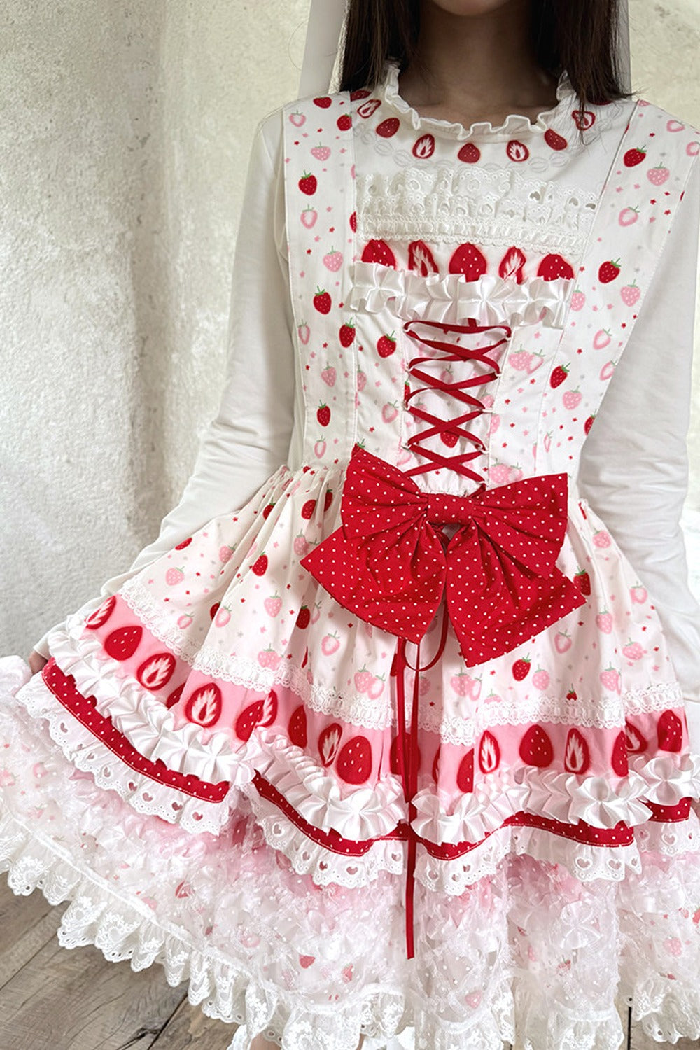 Strawberry Lace Collar Top