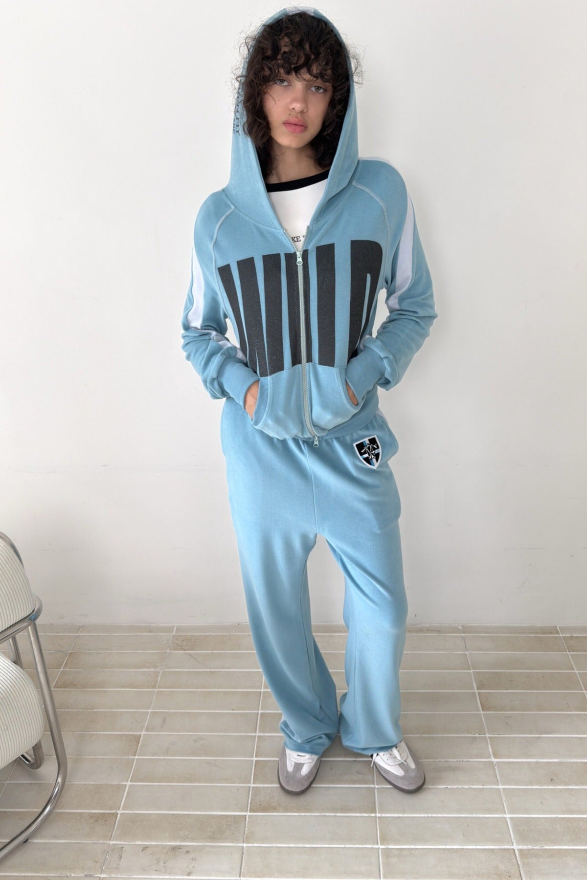 Letter Print Color-Block Hooded Jacket