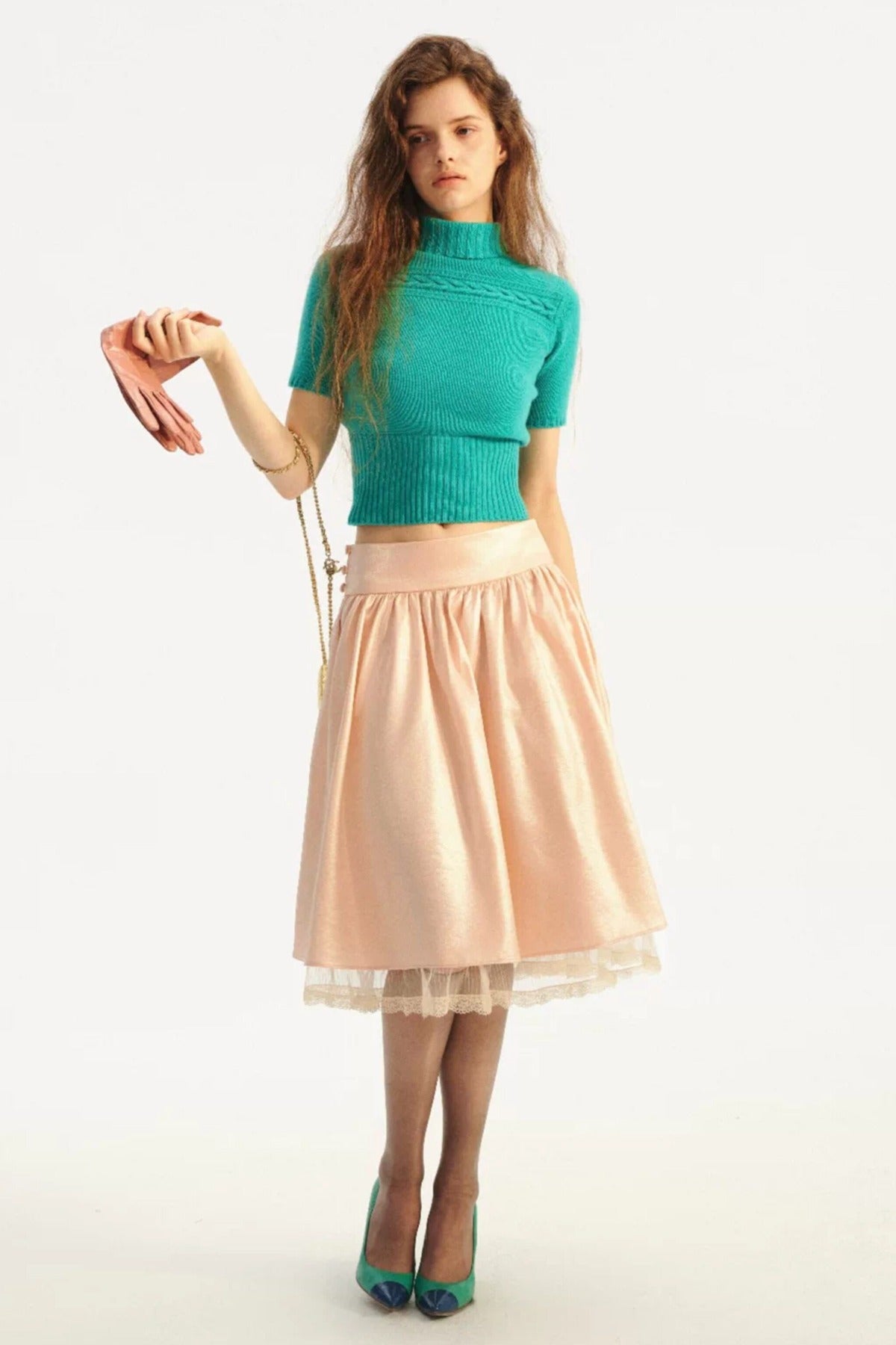 Wool Cable Knit Turtleneck Top