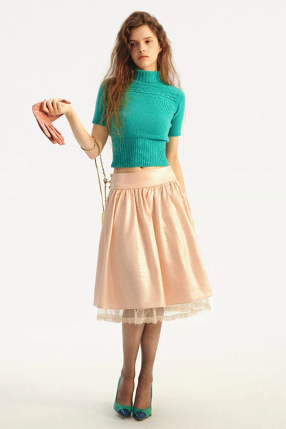 Wool Cable Knit Turtleneck Top