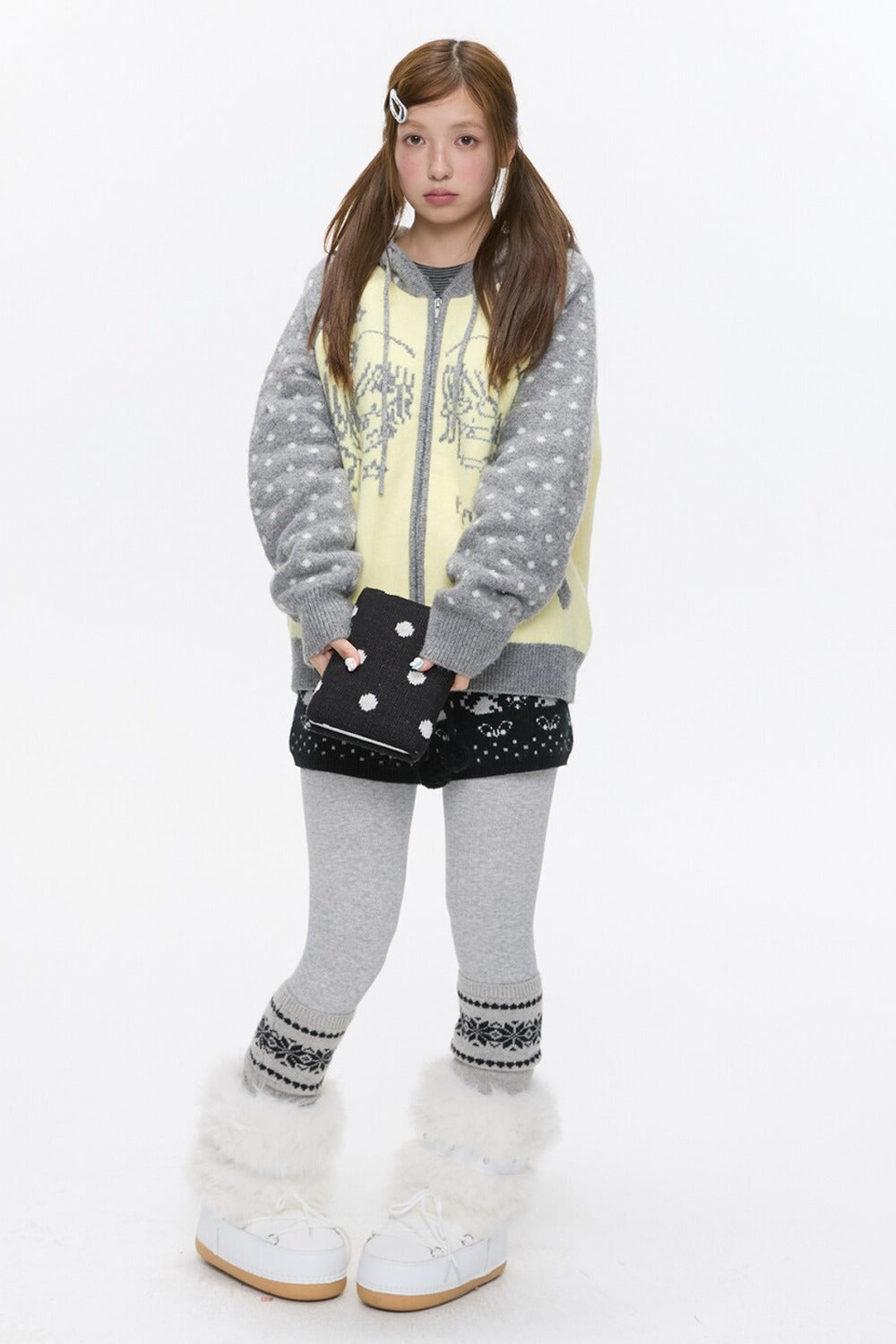 High-Waisted Snowflake Polka Dot Shorts