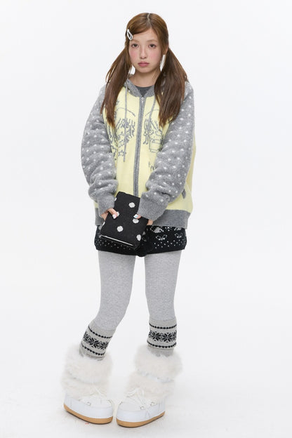 High-Waisted Snowflake Polka Dot Shorts