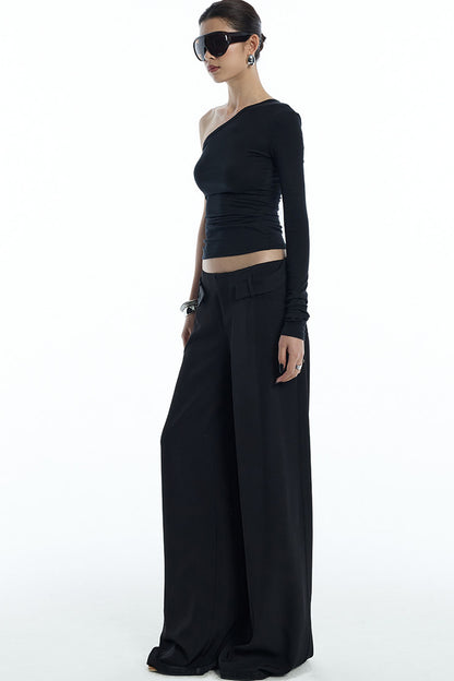 Ruched Waist One-Sleeve Knit Top