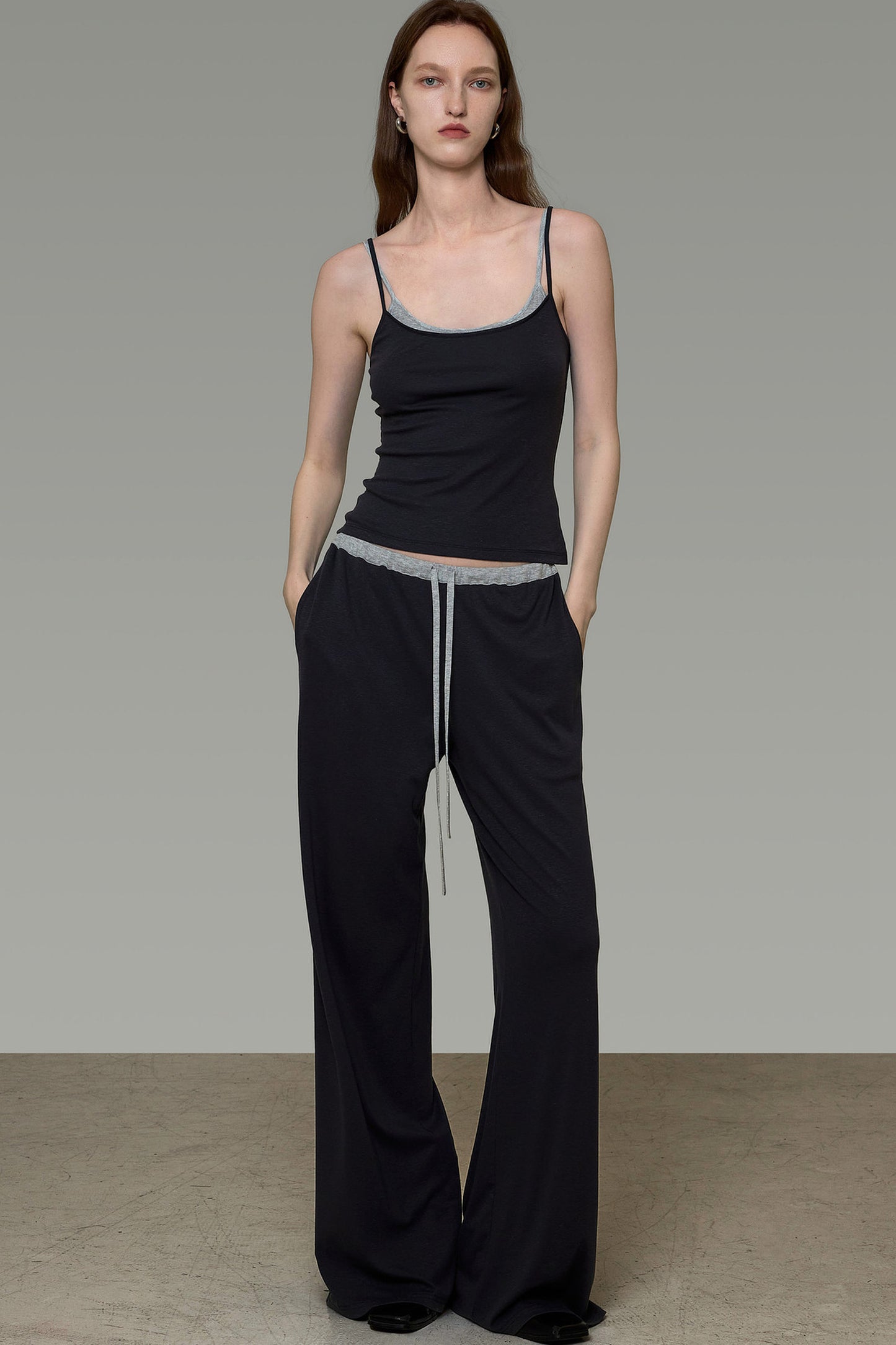 Color-Blocked Knit Camisole and Pants Set-Up