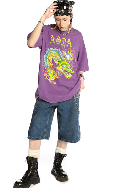 Dragon Print Loose Blouse