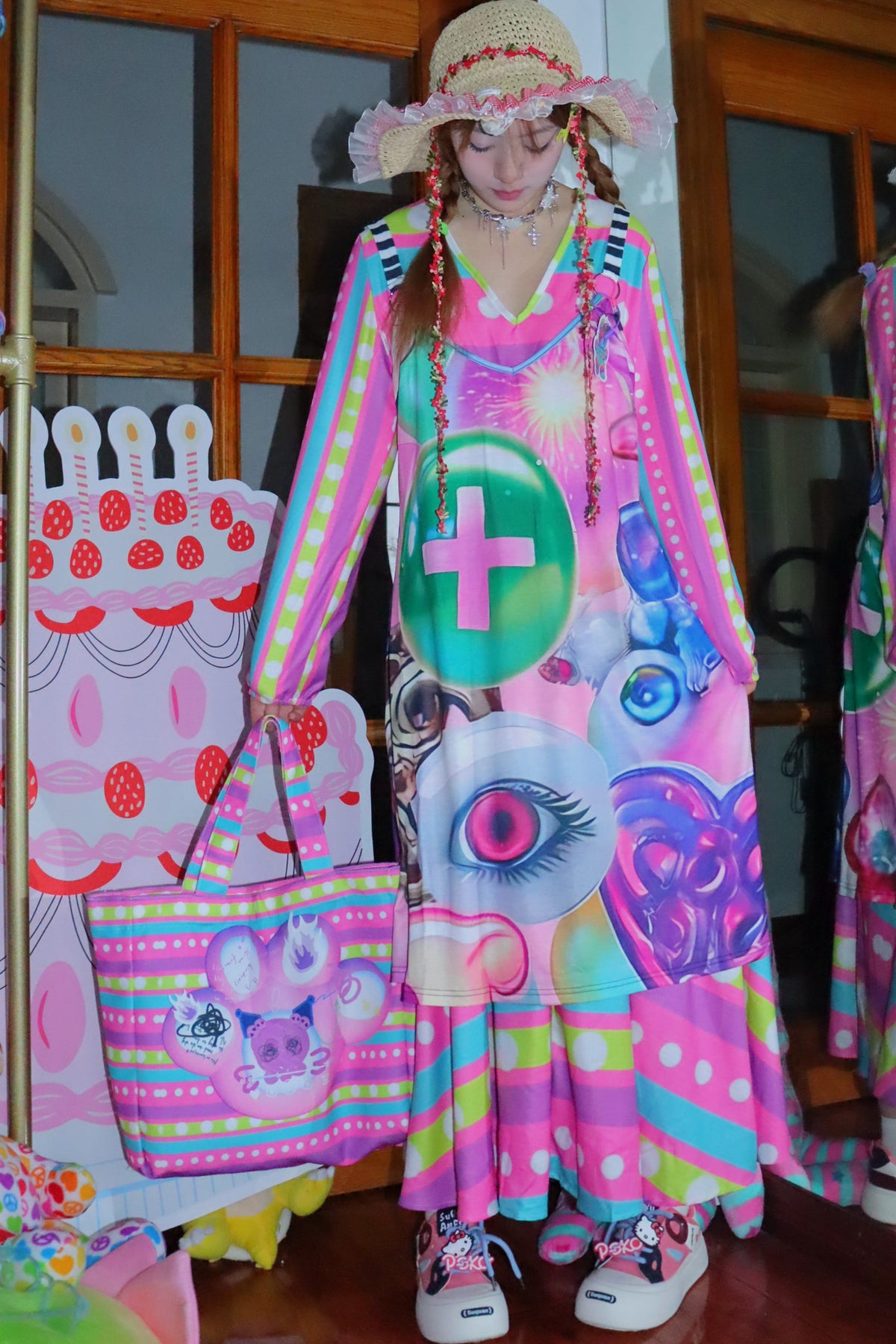 Subculture Printed Suspender Dress