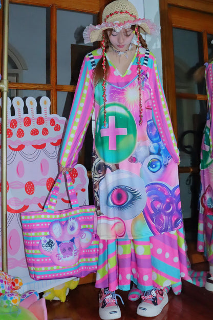 Subculture Printed Suspender Dress