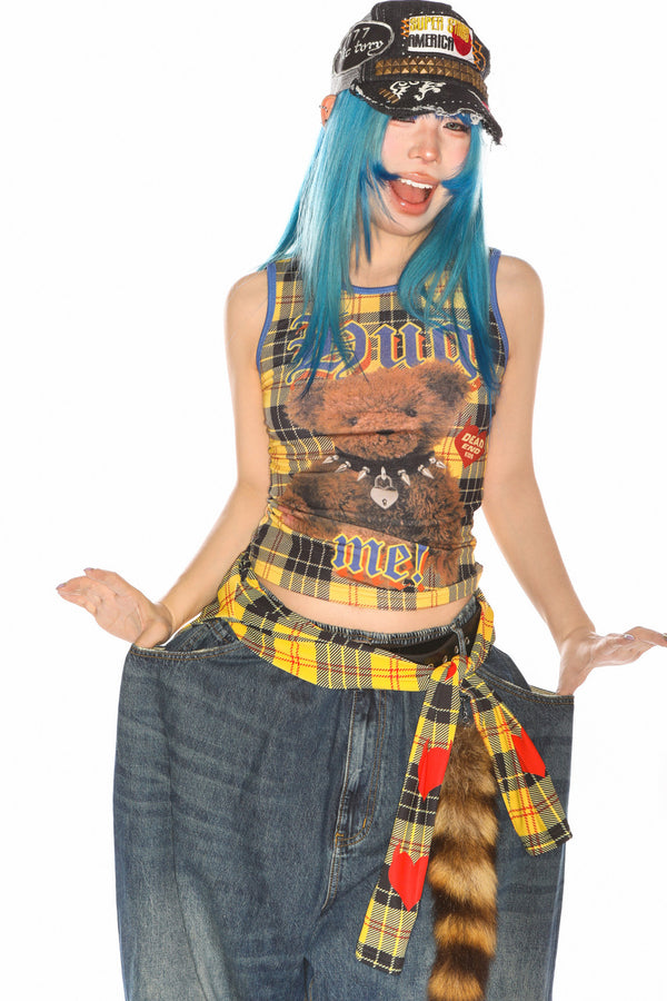 Y2K Devil Cat Print Sleeveless Tank Top
