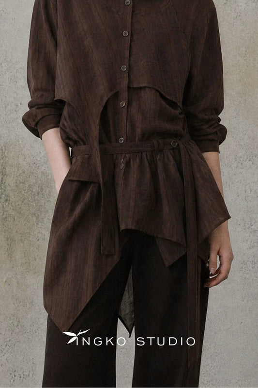 Wild Mist Brown Dark Striped Skirt Curtain