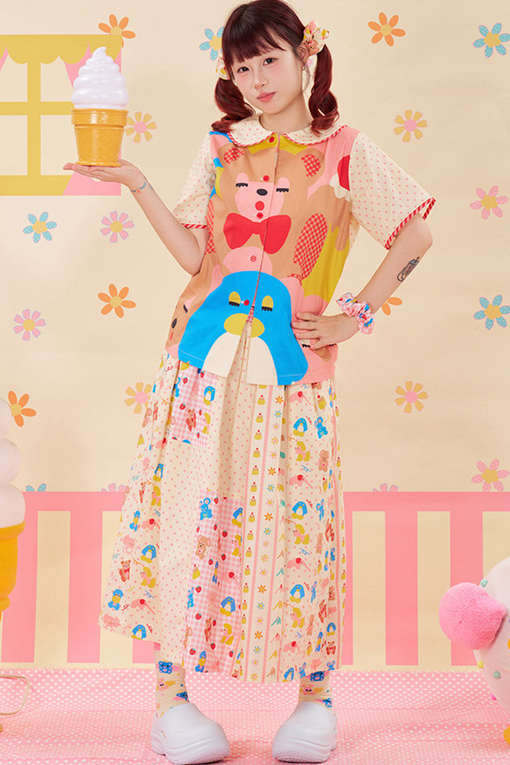 Color-Block Handmade Patchwork Skirt