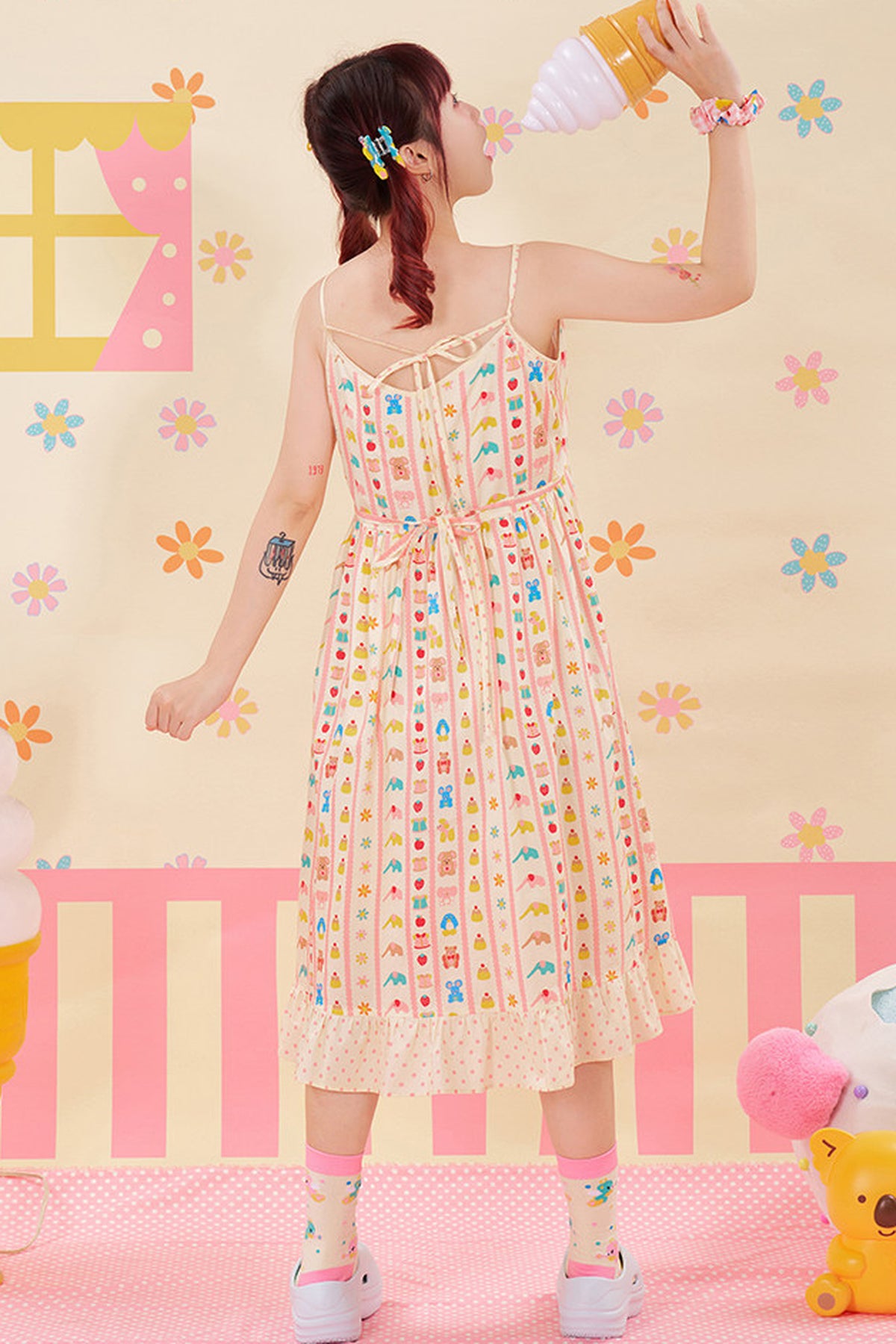 Kleid mit Animal-Print und verstellbaren Trägern