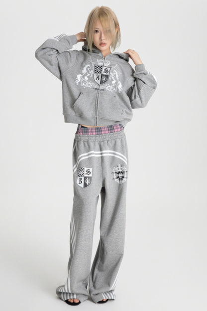 Embroidered Zip-Up Hoodie