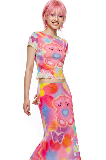Dopamine Rainbow Mesh Dress