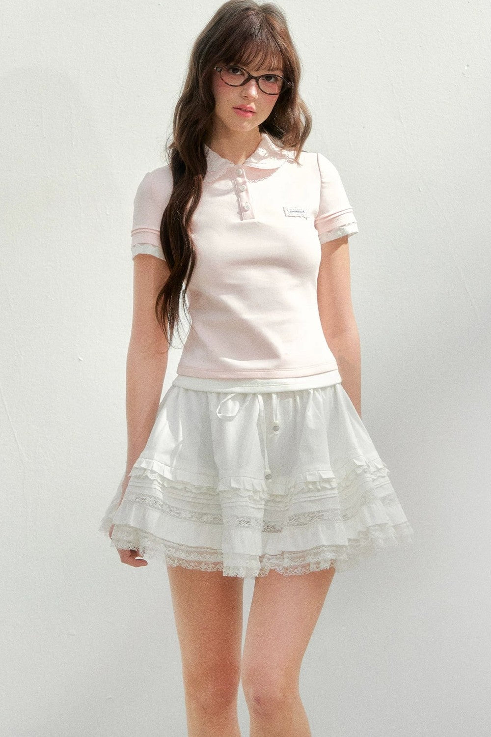 Embroidered Pink Polo Blouse