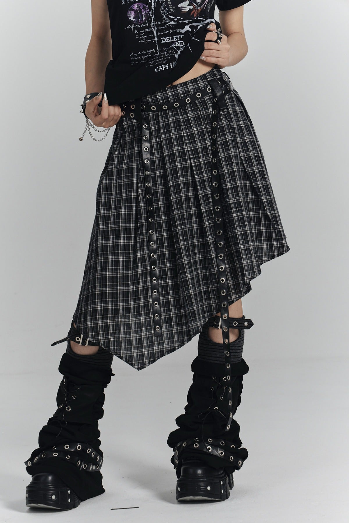 Asymmetrical A-Line Plaid Skirt