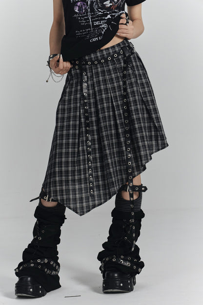 Asymmetrical A-Line Plaid Skirt