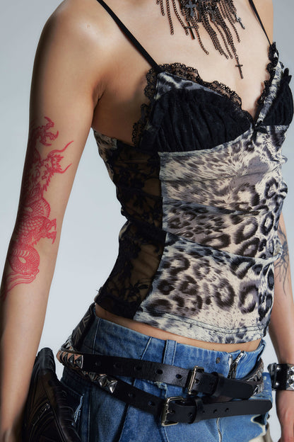 Leopard Print Mesh Camisole