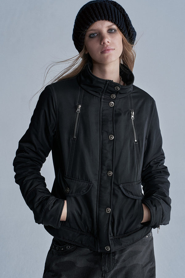Zipper Quilted Nylon Jacket