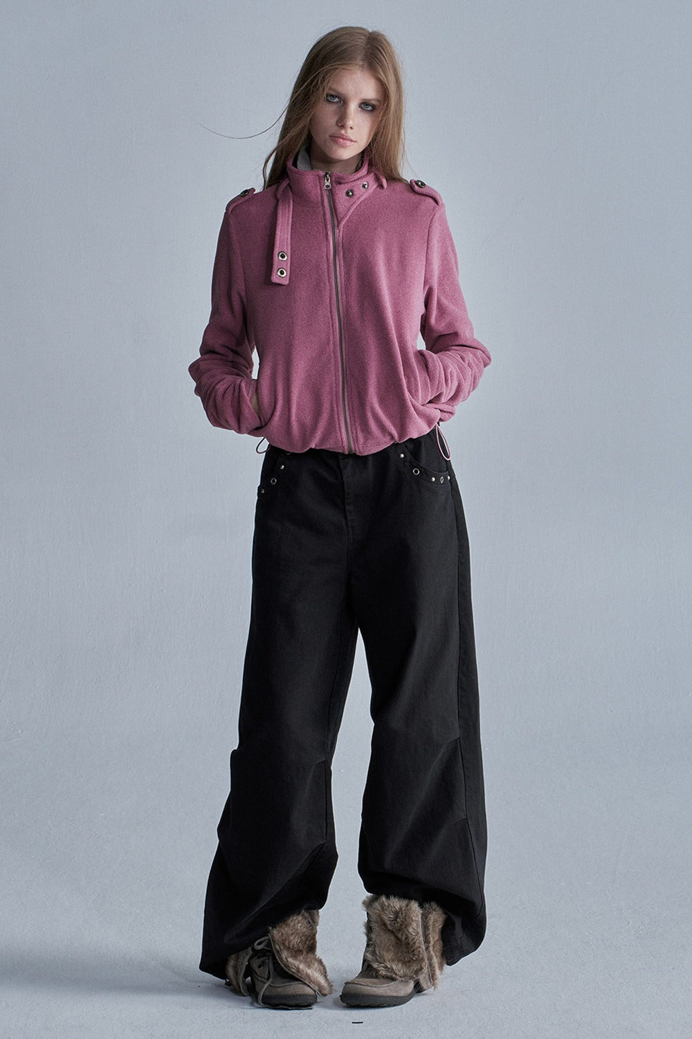 Studded Camo Wide-Leg Cargo Pants