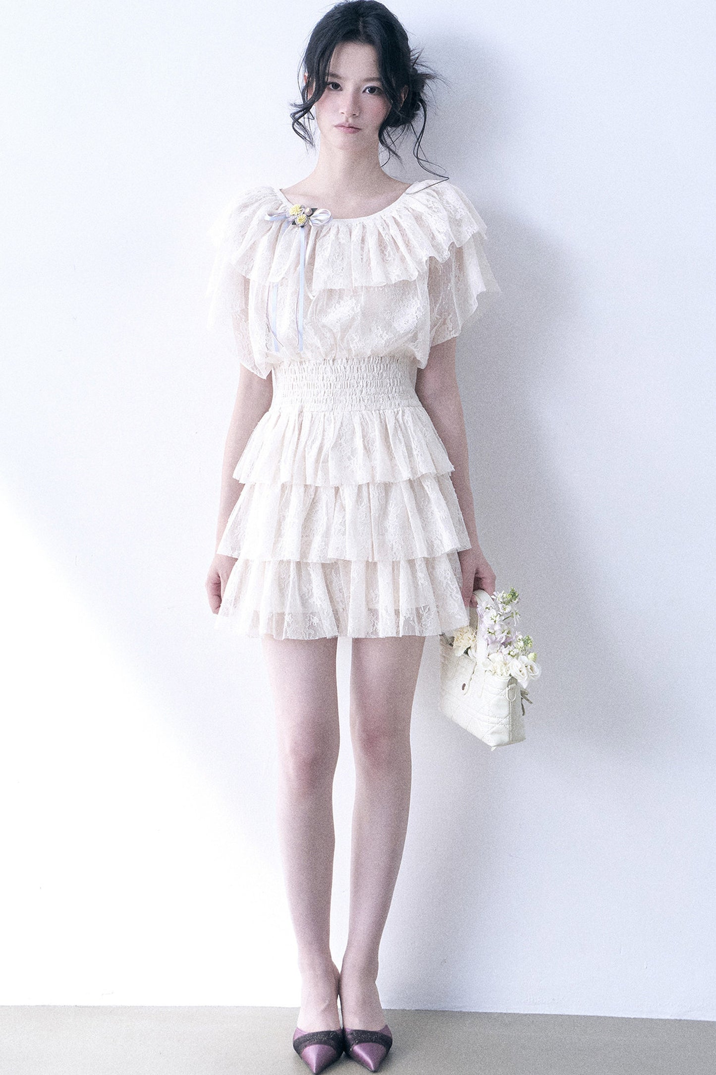 Layered Lace Ruffle Dress