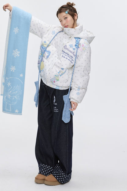 Double-Sided Knitted Illustration Scarf
