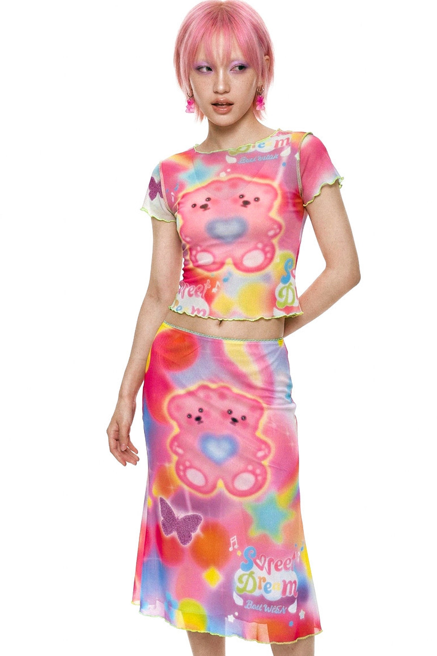 Dopamine Rainbow Mesh Dress
